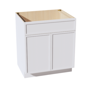 SF-SB30: Frost White Slim Shaker 30" 2 Doors 1 False Drawer Sink Base Cabinet