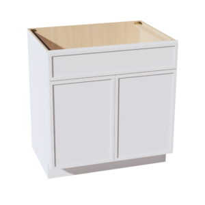 SF-SB33: Frost White Slim Shaker 33" 2 Doors 1 False Drawer Sink Base Cabinet
