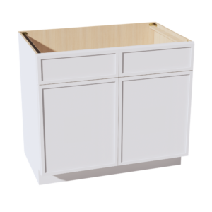 SF-SB39: Frost White Slim Shaker 39" 2 Doors 2 False Drawers Sink Base Cabinet