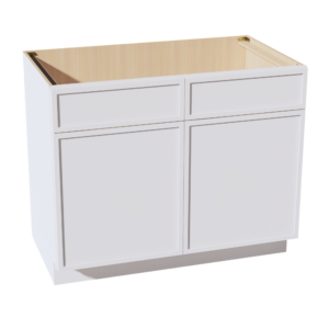 SF-SB42: Frost White Slim Shaker 42" 2 Doors 2 False Drawers Sink Base Cabinet
