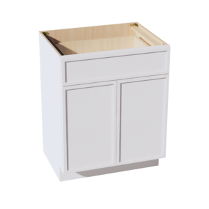 SF-VB2721: Frost White Slim Shaker 27"W x 34-1/2"H x 21"D 2 Doors & 1 Drawer Double Door Vanity Base Cabinets