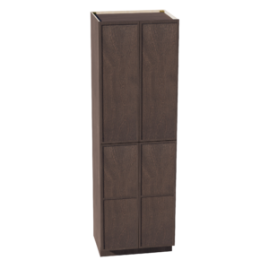 SM-TP2496: Mocha Brown Slim Shaker 24"W x 96"H x 24"D 4 Door & 6 Shelves Tall Shelf Pantry Cabinets