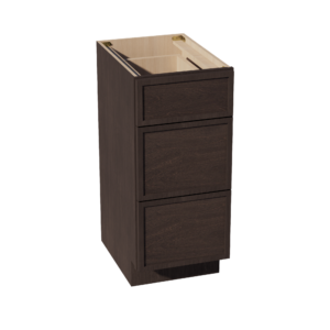 SM-VDB1521: Mocha Brown Slim Shaker 15"W x 34-1/2"H x 21"D  3 Drawers Vanity Base Cabinets