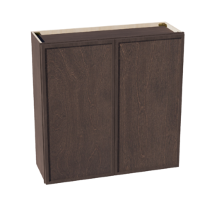 SM-W3636: Mocha Brown Slim Shaker 36"W x 36"H 2 Doors & 2 Shelves Standard Wall Cabinet