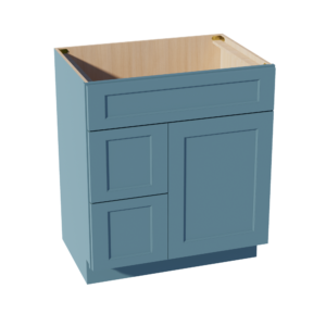 TG-VSD3021L: Soft Green Shaker 30"W x 34-1/2"H x 21"D 1 Door & 2 Left Drawers Offset Vanity Sink Base Cabinets
