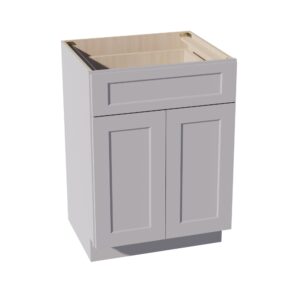 HA-VB2421: Ash Gray Shaker 24"W x 34-1/2"H x 21"D 2 Doors & 1 Drawer Double Door Vanity Base Cabinets