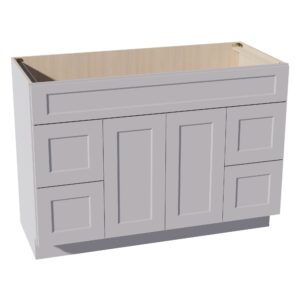 HA-VSD4821: Ash Gray Shaker 48"W x 34-1/2"H x 21"D 2 Doors, 4 Drawers & 1 False Drawer Centered Vanity Sink Base Cabinets
