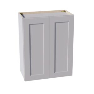 HA-W2430: Ash Gray Shaker 24"W x 30"H 2 Doors & 2 Shelves Standard Wall Cabinet