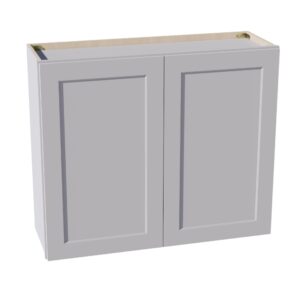 HA-W3630: Ash Gray Shaker 36"W x 30"H 2 Doors & 2 Shelves Standard Wall Cabinet