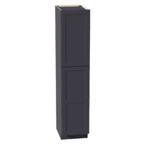 HE-TP1884: Ebony Black Shaker 18"W x 84"H x 24"D 2 Doors & 5 Shelves Tall Shelf Pantry Cabinets