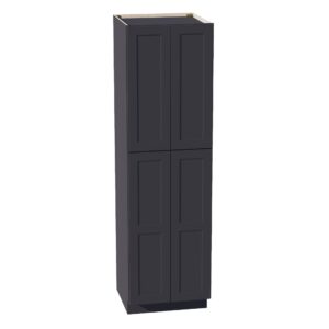 HE-TP2484: Ebony Black Shaker 24"W x 84"H x 24"D 5 Door & 5 Shelves Tall Shelf Pantry Cabinets