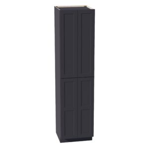 HE-TP2496: Ebony Black Shaker 24"W x 96"H x 24"D 4 Door & 6 Shelves Tall Shelf Pantry Cabinets