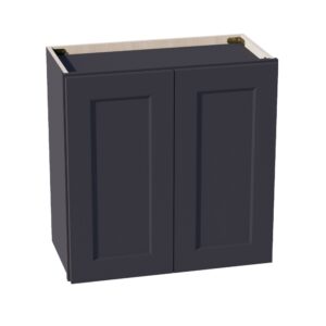 HE-W2424: Ebony Black Shaker 24"W x 24"H 2 Doors Standard Wall Bridge Cabinet