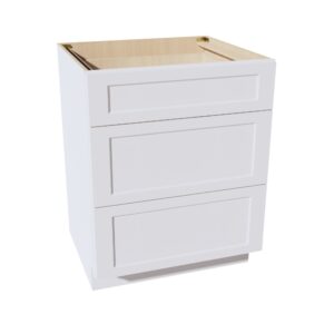 HF-DB30: Frost White Shaker 30" 3 Drawers Base Cabinet