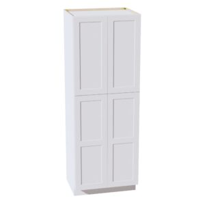 HF-TP3084: Frost White Shaker 30"W x 84"H x 24"D 4 Door & 5 Shelves Tall Shelf Pantry Cabinets