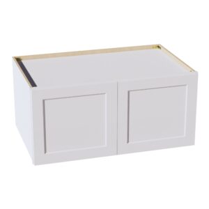 HF-W391824: Frost White Shaker 39"W x 18"H x 24"D 2 Doors Standard Bridge Wall Cabinet