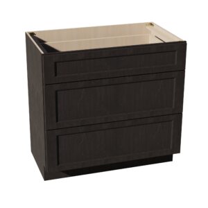 HG-VDB3621: Dark Gray Shaker 36"W x 34-1/2"H x 21"D  3 Drawers Vanity Base Cabinets