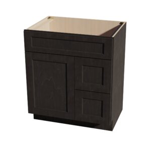 HG-VSD3021R: Dark Gray Shaker 30"W x 34-1/2"H x 21"D 1 Door & 2 Right Drawers Offset Vanity Sink Base Cabinets