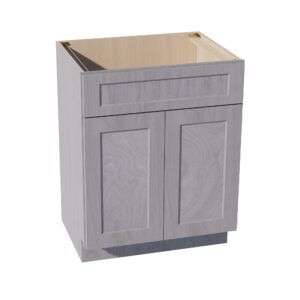 HLG-VSB2721: Light Gray Shaker 27"W x 34-1/2"H x 21"D 2 Doors & 1 False Drawer Vanity Sink Base Cabinets