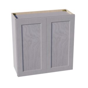 HLG-W3030: Light Gray Shaker 30"W x 30"H 2 Doors & 2 Shelves Standard Wall Cabinet