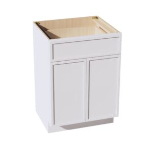 SF-VB2421: Frost White Slim Shaker 24"W x 34-1/2"H x 21"D 2 Doors & 1 Drawer Double Door Vanity Base Cabinets